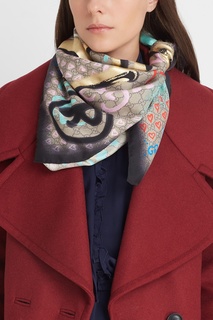 Шерстяной шарф с принтом Gucci Ghost