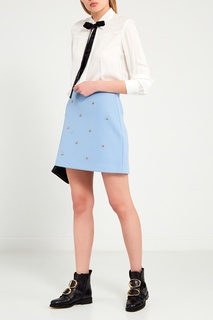Голубая юбка с отделкой Maje