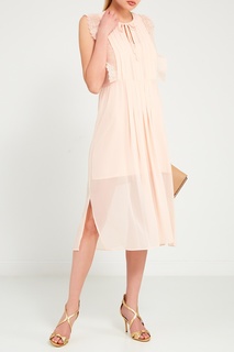 Розовое платье с кружевной отделкой Sandro