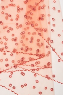 Платок из розовой сетки с вышивкой Ulyana Sergeenko