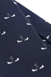 Синий шелковый галстук с узором Fendi