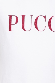 Белая футболка с блестящим логотипом Emilio Pucci Children