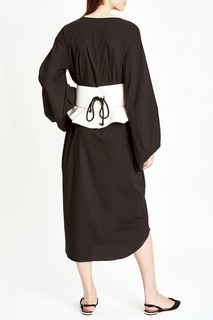 Черное платье-кимоно с поясом Milamarsel