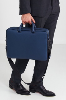 Синий кожаный портфель Bottega Veneta