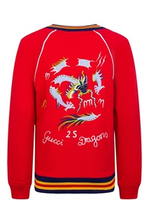 Красный пуловер с вышивкой Gucci Kids