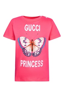 Розовая футболка с бабочкой Gucci Kids