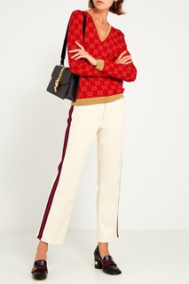 Красный пуловер с монограммами Gucci