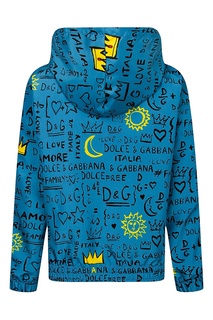 Синяя куртка с надписями и аппликацией Dolce&Gabbana Children