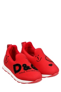 Красные кроссовки с принтом и аппликацией Dolce&Gabbana Children