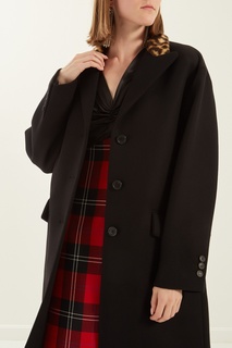 Черное пальто с декоративным воротником Miu Miu