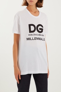 Белая хлопковая футболка Dolce&Gabbana