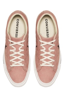Розовые кеды из кожи Converse