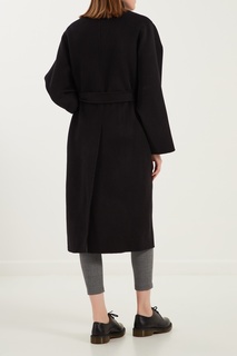 Черное шерстяное пальто с поясом D.O.T.127