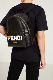 Черный рюкзак с логотипами Fendi x FILA