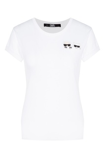 Белая футболка с нагрудным карманом Karl Lagerfeld