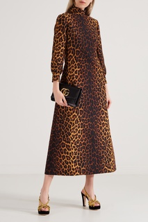 Платье-миди с леопардовым принтом Gucci