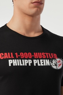 Черная футболка с контрастной надписью Philipp Plein