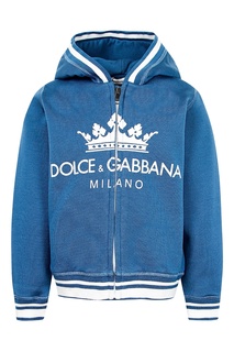 Голубое худи с логотипом Dolce&Gabbana Children