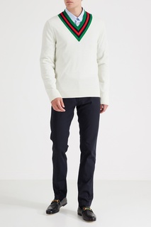 Белый пуловер с контрастной отделкой Gucci Man