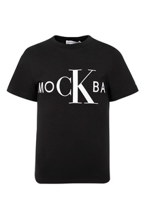 Черная приталенная футболка с надписью Calvin Klein Kids