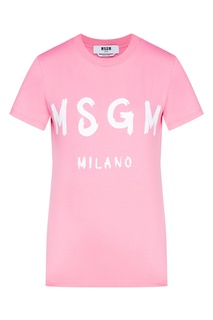 Розовая футболка с надписью Msgm