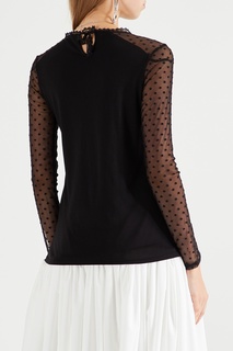 Черный топ с полупрозрачной вставкой в горошек Maje