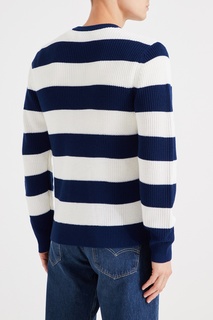 Синий пуловер в полоску Sandro