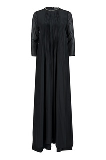 Черное шелковое платье в пол Fabiana Filippi