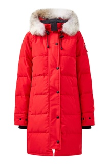Красный пуховик с контрастными кнопками Canada Goose
