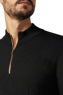 Черный пуловер с объемной надписью и золотистой фурнитурой Billionaire