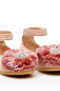 Детские балетки Floral-Embellished с аппликацией Aquazzura Kids