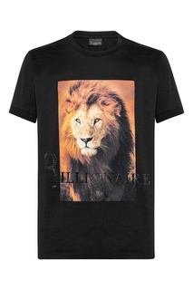 Черная футболка с изображением льва Billionaire
