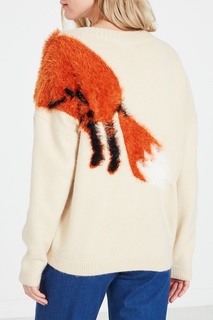 Кремовый пуловер с аппликацией-лисой Akhmadullina Dreams