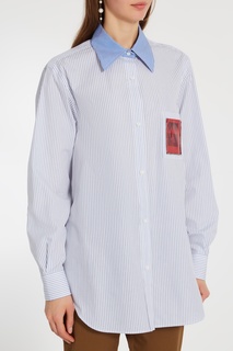 Полосатая рубашка с контрастным воротником и карманом No21