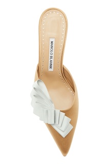 Бежевые мюли Finamu с отделкой Manolo Blahnik