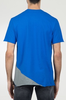 Синяя футболка с цветными вставками Giorgio Brato