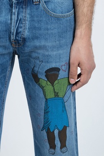 Синие джинсы с рисунком Eleventy