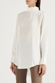 Белая блузка с воротником-стойкой Low Classic
