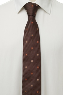 Коричневый галстук с отделкой и узорами Silvio Fiorello
