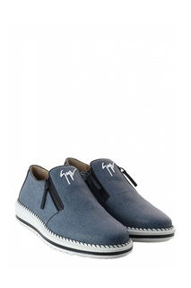 Синие лоферы из текстиля Giuseppe Zanotti Design