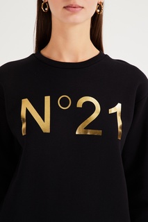 Черный свитшот с золотистым логотипом No21