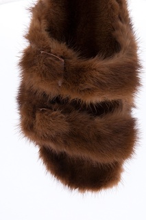 Биркенштоки из меха норки коричневые Furry Lab