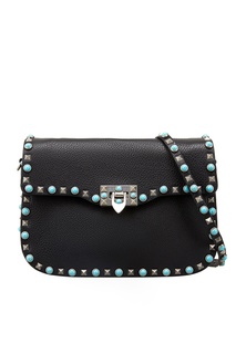 Кожаная сумка с бирюзой Rockstud Rolling Valentino
