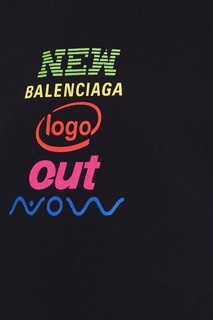 Черный хлопковый свитшот с надписью Balenciaga
