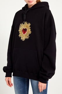 Черное худи с вышитым сердцем Dolce&Gabbana