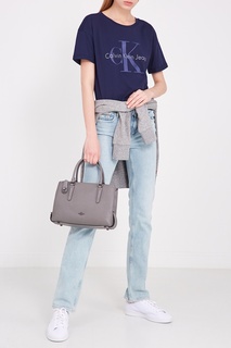 Синяя хлопковая футболка с логотипом Calvin Klein