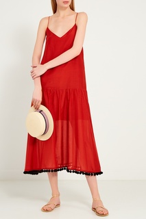 Красное платье с помпонами Erma