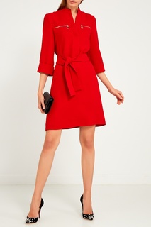 Красное платье с поясом Claudie Pierlot