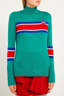 Зеленый свитер с контрастными полосками Être Cécile