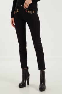 Черные джинсы с аппликациями Alexander Mc Queen